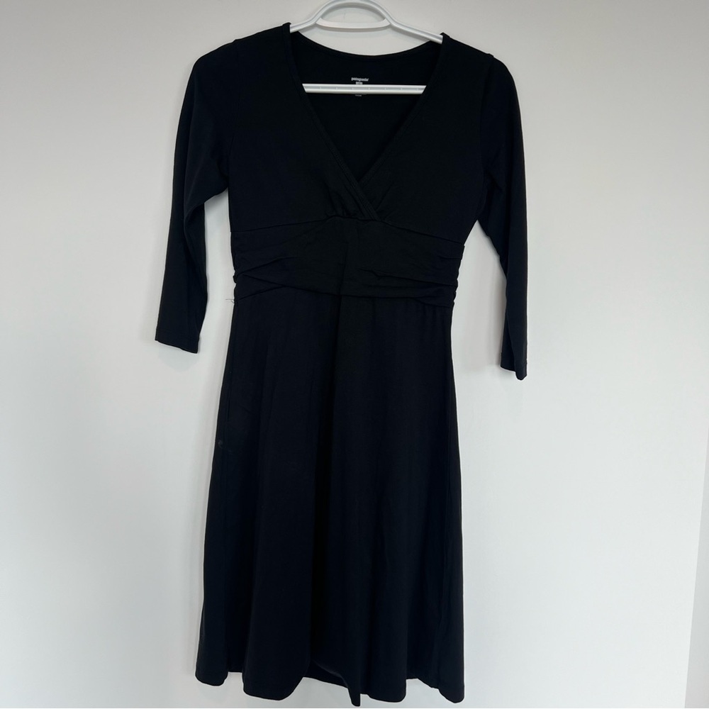 Patagonia | Margot Organic Cotton 3/4 Sleeve Dress Black Small - Picture 2 of 11